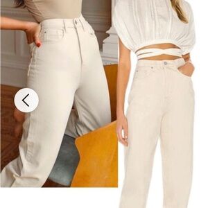 Weworewhat high waisted cream jeans